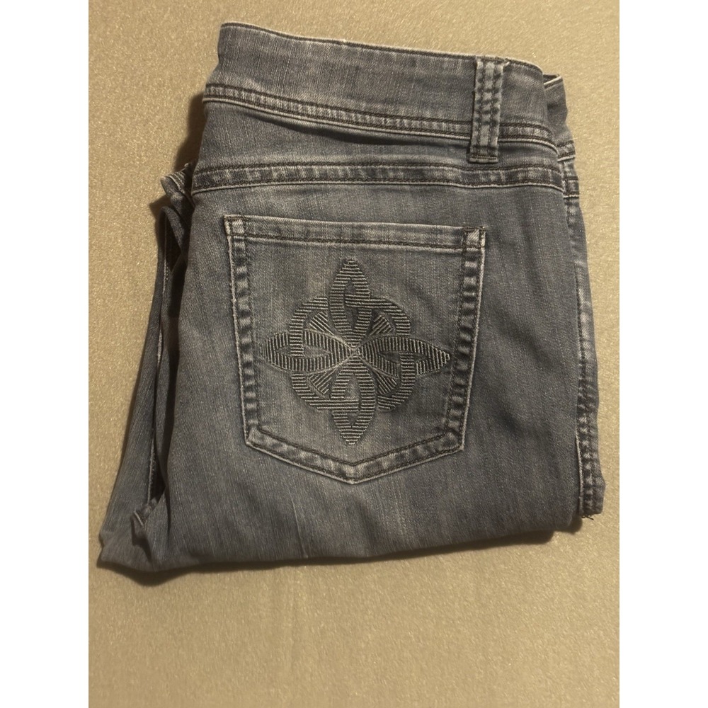 CAbi Skinny Jeans Blue Stretch Denim Embroidered Women's Size 14